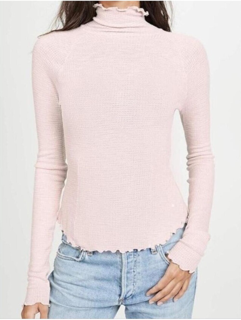 INTIMATELY FREE PEOPLE light pink long sleeve thermal top sz L